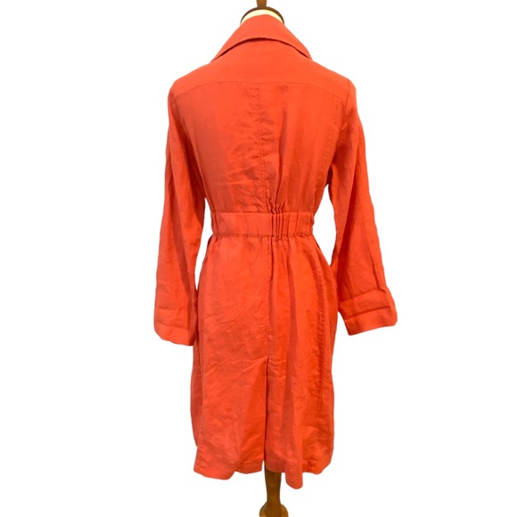 Cynthia Rowley 100% Linen Trench Coat Coral Lightweight Belted Open Frnt Sz S - Picture 5 of 8